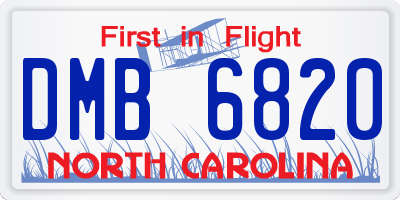 NC license plate DMB6820