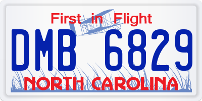 NC license plate DMB6829