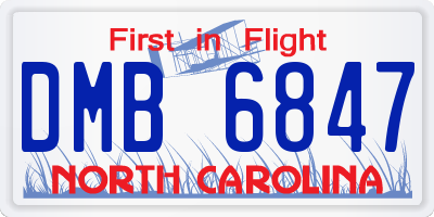 NC license plate DMB6847