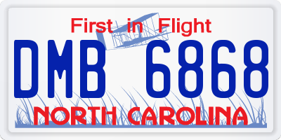 NC license plate DMB6868