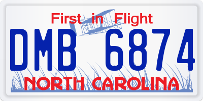 NC license plate DMB6874