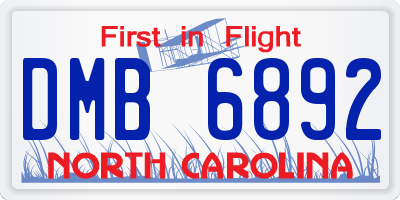NC license plate DMB6892