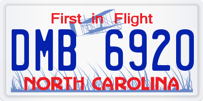 NC license plate DMB6920