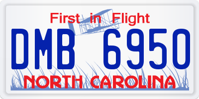NC license plate DMB6950