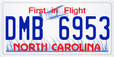 NC license plate DMB6953