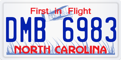 NC license plate DMB6983