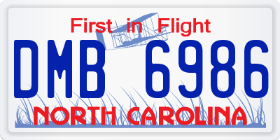 NC license plate DMB6986