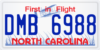 NC license plate DMB6988