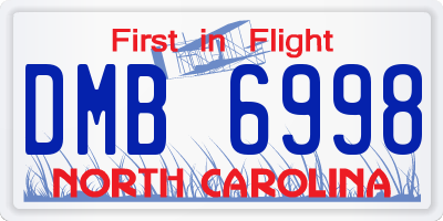 NC license plate DMB6998