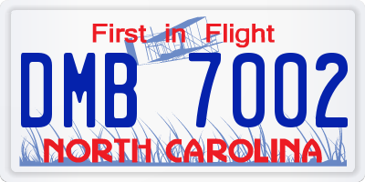 NC license plate DMB7002