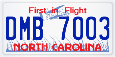 NC license plate DMB7003