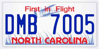 NC license plate DMB7005