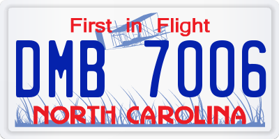 NC license plate DMB7006