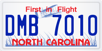 NC license plate DMB7010