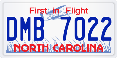 NC license plate DMB7022