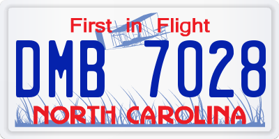 NC license plate DMB7028
