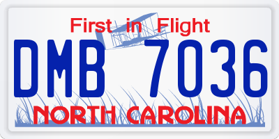 NC license plate DMB7036