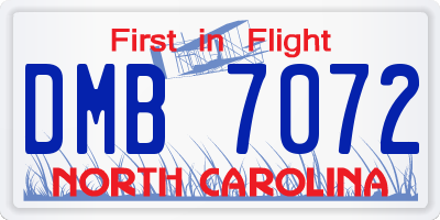NC license plate DMB7072