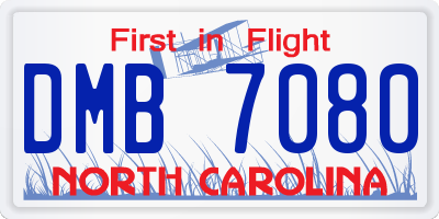 NC license plate DMB7080