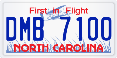 NC license plate DMB7100