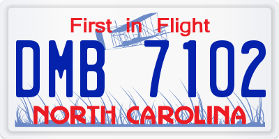 NC license plate DMB7102
