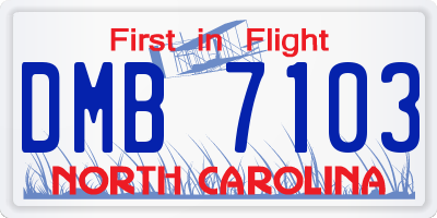 NC license plate DMB7103