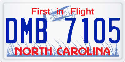 NC license plate DMB7105