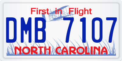 NC license plate DMB7107