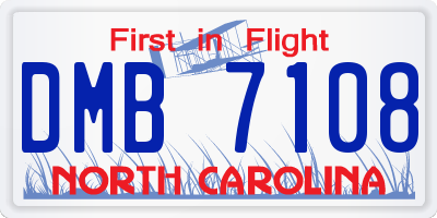 NC license plate DMB7108