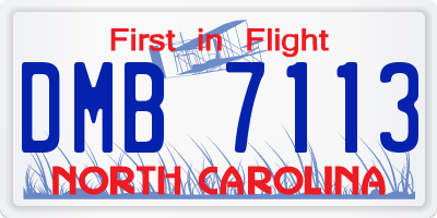 NC license plate DMB7113