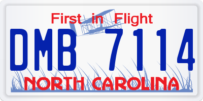 NC license plate DMB7114