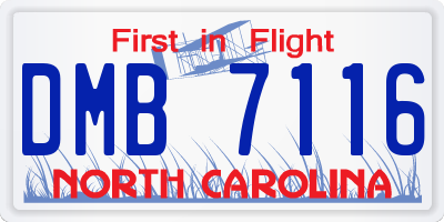 NC license plate DMB7116