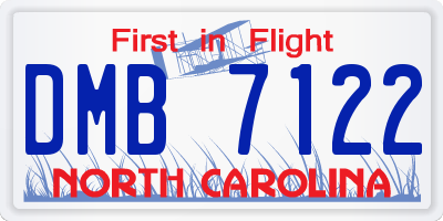 NC license plate DMB7122