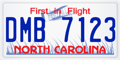 NC license plate DMB7123