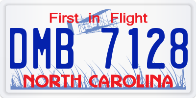 NC license plate DMB7128