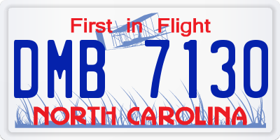 NC license plate DMB7130