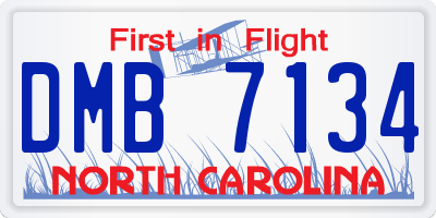 NC license plate DMB7134