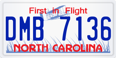 NC license plate DMB7136