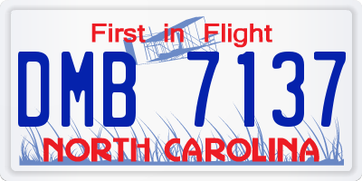 NC license plate DMB7137