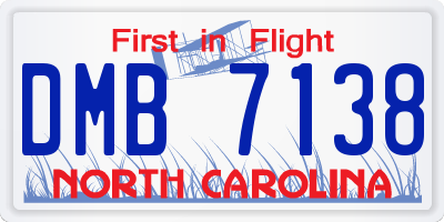 NC license plate DMB7138