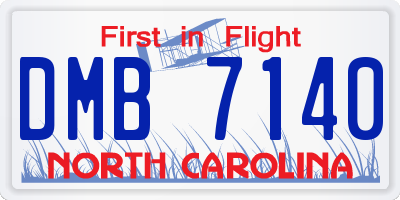 NC license plate DMB7140