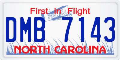 NC license plate DMB7143