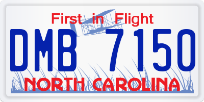 NC license plate DMB7150
