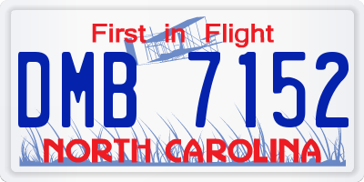 NC license plate DMB7152