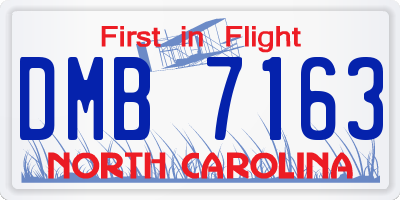 NC license plate DMB7163