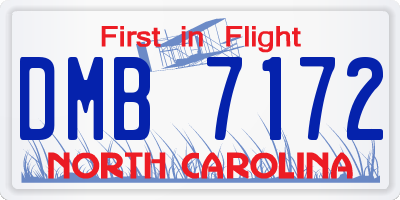 NC license plate DMB7172