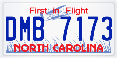 NC license plate DMB7173