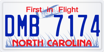 NC license plate DMB7174