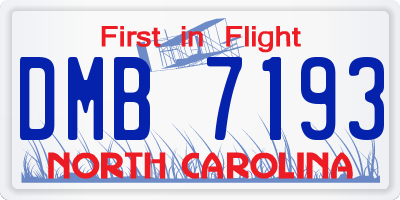 NC license plate DMB7193