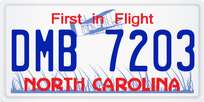 NC license plate DMB7203